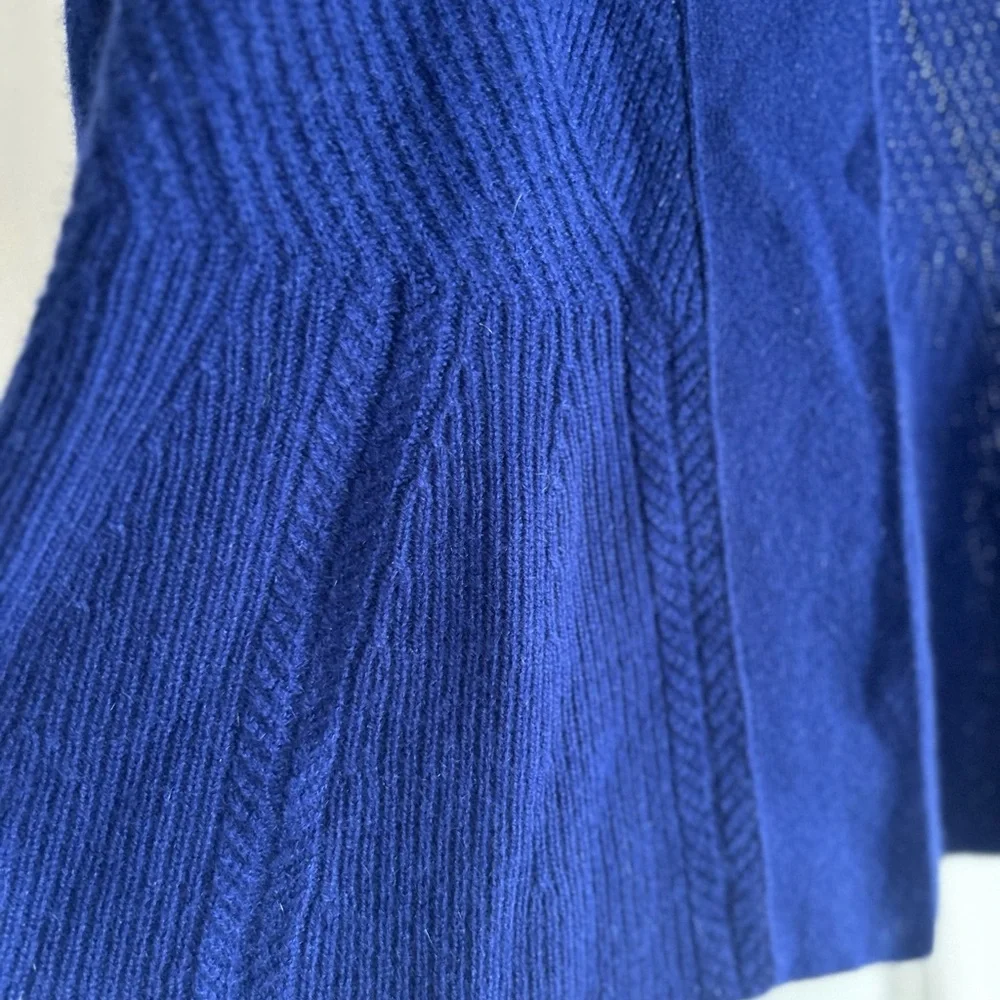 Isaac Mizrahi 100% cashmere Royal Blue Open Cardigan Size L - Picture 5 of 14